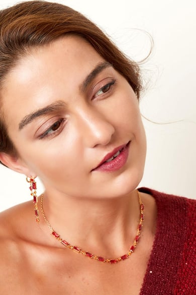 Halskette mit farbigen Steinen - Kollektion Sparkle Fuchsia Kupfer h5 Bild2